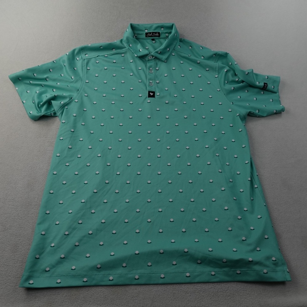 Bad Birdie Polo Shirt Men's XL Green Golf Ball Print Performance Stretch